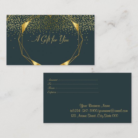 Elegant moderne geometrische goudlijnen, Confetti Kortingskaartje (Voorkant / Achterkant)