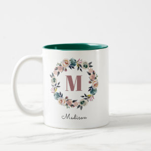 Elegant Moderne Gepersonaliseerde Monogram Naam Da Tweekleurige Koffiemok