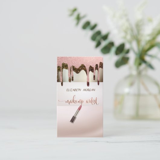 Elegant moderne gistdruppels, lippenstift visitekaartje (Staand voorkant)