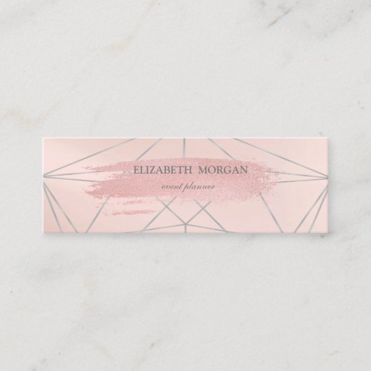 Elegant Moderne Glitter Brush Stroke, Geometrisch Mini Visitekaartje (Voorkant)