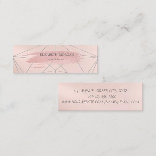 Elegant Moderne Glitter Brush Stroke, Geometrisch Mini Visitekaartje (Voorkant / Achterkant)