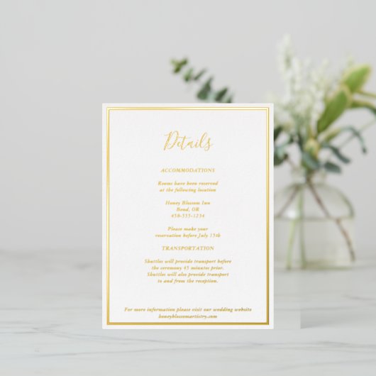 Elegant Moderne Gold Foil Enclosure Kaart (Staand Voorkant)
