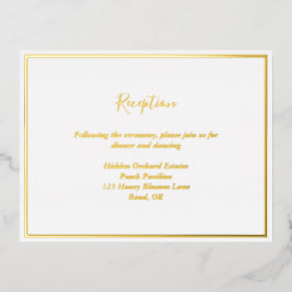 Elegant Moderne Gold Foil Reception Enclosure Kaar Folie Uitnodiging Briefkaart