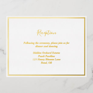 Elegant Moderne Gold Foil Reception Enclosure Kaar Folie Uitnodiging Briefkaart
