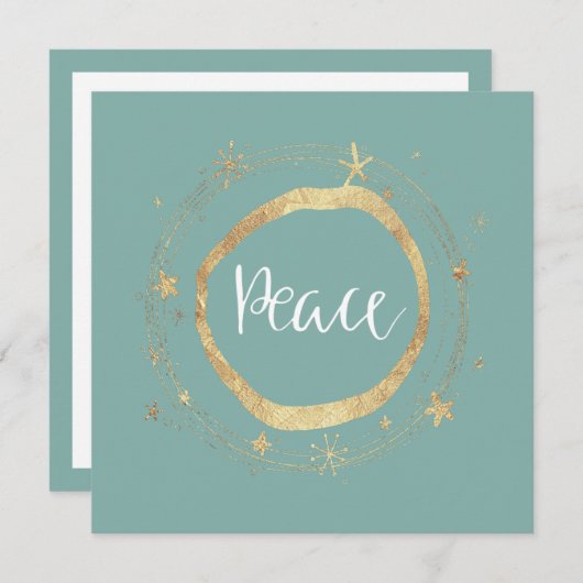 Elegant moderne Gold Star Green-feestkaart Feestdagenkaart (Voorkant / Achterkant)