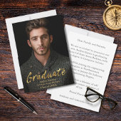 Elegant Moderne Gold Text Overlay Afstuderen Foto Aankondiging