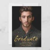 Elegant Moderne Gold Text Overlay Afstuderen Foto Aankondiging (Voorkant)