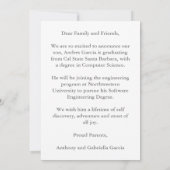 Elegant Moderne Gold Text Overlay Afstuderen Foto Aankondiging (Achterkant)