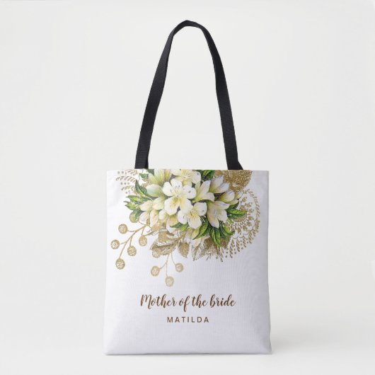 Elegant moderne goudbloem-moeder van de bruid tote bag (Voorkant)