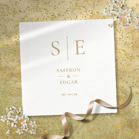 Elegant Moderne Gouden Monogram Bruiloft Servet