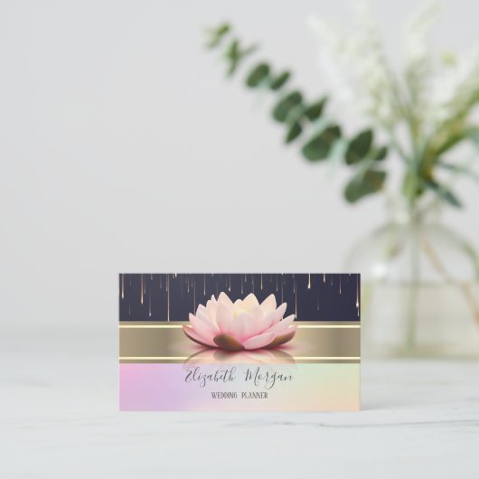 Elegant moderne gouden streep-tapestations visitekaartje (Staand voorkant)