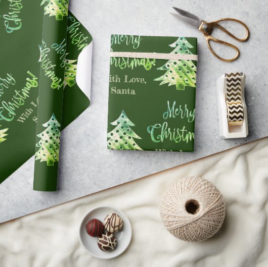 Elegant Moderne Groene Kerstboom Chic Cadeaupapier (Crafts)