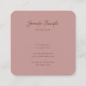 Elegant Moderne handgeschreven Luxe van het Manusc Vierkante Visitekaartje (Achterkant)