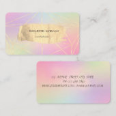 Elegant Moderne Holographic Gold Brush Stroke Line Visitekaartje (Voorkant / Achterkant)