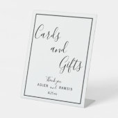 Elegant moderne huwelijkskaarten en cadeaubonnen reclamebord met voetstuk (Voorkant)