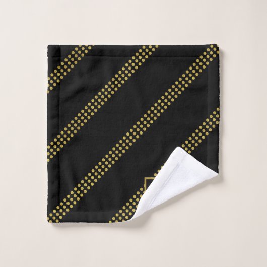 Elegant Moderne Initialen Black Dotted Gold Lines Bad Handdoek (Wasdoekje)
