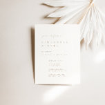 Elegant Moderne Ivory Rehearsal Dinner Invitation Kaart<br><div class="desc">Het ontwerp is voorzien van een handgeschreven lettertype en een modern, minimalistisch ontwerp. Ontworpen om te coördineren met voor het Collectie van de Uitnodiging van de Weddenschap "SERENA". Klik op "Personaliseren" als je details wilt wijzigen. Om de tekst te verplaatsen of de grootte, de doopvont, of de kleur te veranderen,...</div>