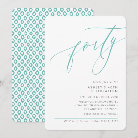 ELEGANT moderne kalligrafie 40e partij mint groen Kaart (Voorkant / Achterkant)