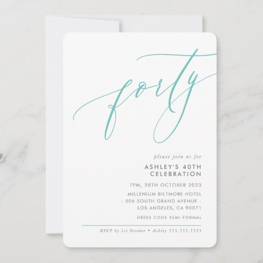 ELEGANT moderne kalligrafie 40e partij mint groen Kaart (Voorkant)