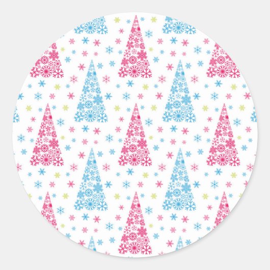 Elegant moderne kerstboom ronde sticker (Voorkant)