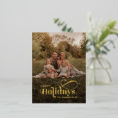 Elegant Moderne Kerstfamilie Foto Gold Folie Feestdagen Briefkaart (Staand Voorkant)