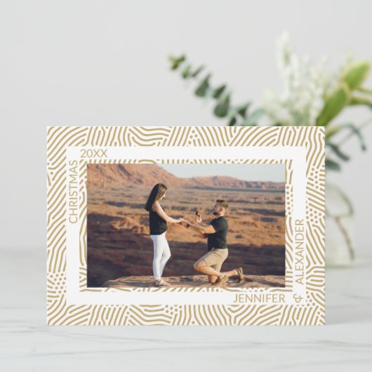 Elegant Moderne kerstparen Foto Feestdagenkaart (Staand voorkant)