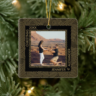 Elegant Moderne kerstparen Foto Keramisch Ornament