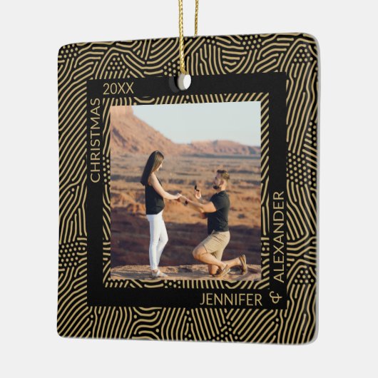 Elegant Moderne kerstparen Foto Keramisch Ornament (Links)