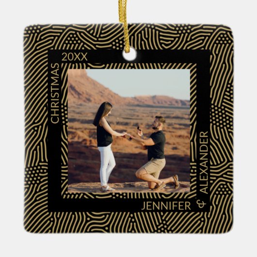 Elegant Moderne kerstparen Foto Keramisch Ornament (Voorkant)