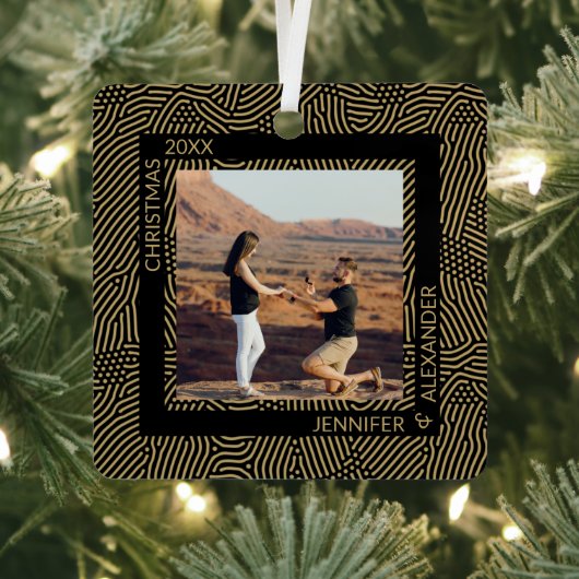 Elegant Moderne kerstparen Foto Metalen Ornament (Insitu)