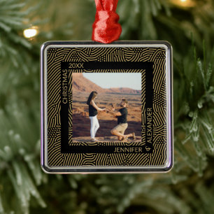 Elegant Moderne kerstparen Foto Metalen Ornament