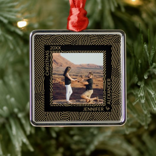 Elegant Moderne kerstparen Foto Metalen Ornament (Boom)