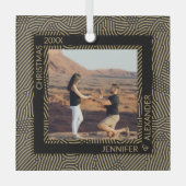 Elegant Moderne kerstparfoto Glas Ornament (Voorkant)