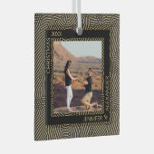 Elegant Moderne kerstparfoto Glas Ornament (Voorkant Rechts)