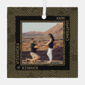 Elegant Moderne kerstparfoto Glas Ornament (Achterkant)