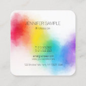Elegant moderne, kleurrijke professionele Sjabloon Vierkante Visitekaartje (Achterkant)
