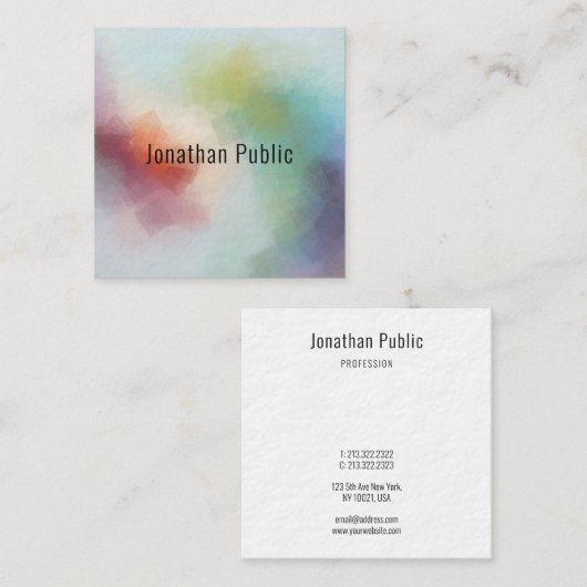 Elegant moderne kleurrijke Sjabloon Abstracte kuns Vierkante Visitekaartje (Voorkant / Achterkant)