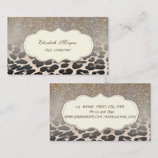 Elegant Moderne Loodprinter Glitter Ombre Visitekaartje (Voorkant / Achterkant)