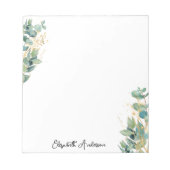 Elegant Moderne Manuscript Eucalyptus Greenername Notitieblok (Voorkant)