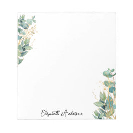 Elegant Moderne Manuscript Eucalyptus Greenername Notitieblok