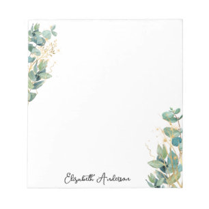 Elegant Moderne Manuscript Eucalyptus Greenername Notitieblok