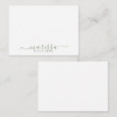 Elegant Moderne Manuscript Groene Monogram Naam Notitiekaartje (Voorkant / Achterkant)