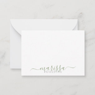 Elegant Moderne Manuscript Groene Monogram Naam Notitiekaartje