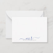 Elegant Moderne Manuscript Monogram Blauwe Initial Notitiekaartje (Voorkant)