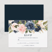 Elegant moderne marine & Blush All Seasons Wedding RSVP Kaartje (Voorkant / Achterkant)