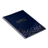 Elegant moderne marineblauw goudroze Confetti Notitieboek (Rechterzijde)