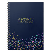 Elegant moderne marineblauw goudroze Confetti Notitieboek (Voorkant)