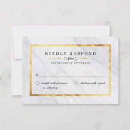 Elegant moderne marmer- en Gold RSVP-kaarten RSVP Kaartje