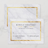 Elegant moderne marmer- en Gold RSVP-kaarten RSVP Kaartje (Voorkant / Achterkant)