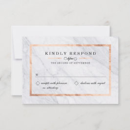 Elegant moderne marmer- en Roos Gold RSVP-kaarten RSVP Kaartje